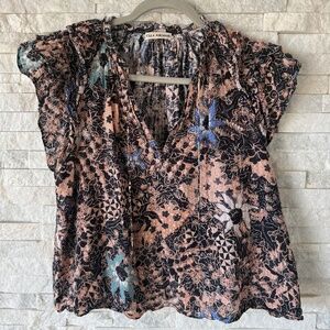 Ulla Johnson Dara Top in Multi/coral Size 6 S Boho Luxe Sheer Blouse